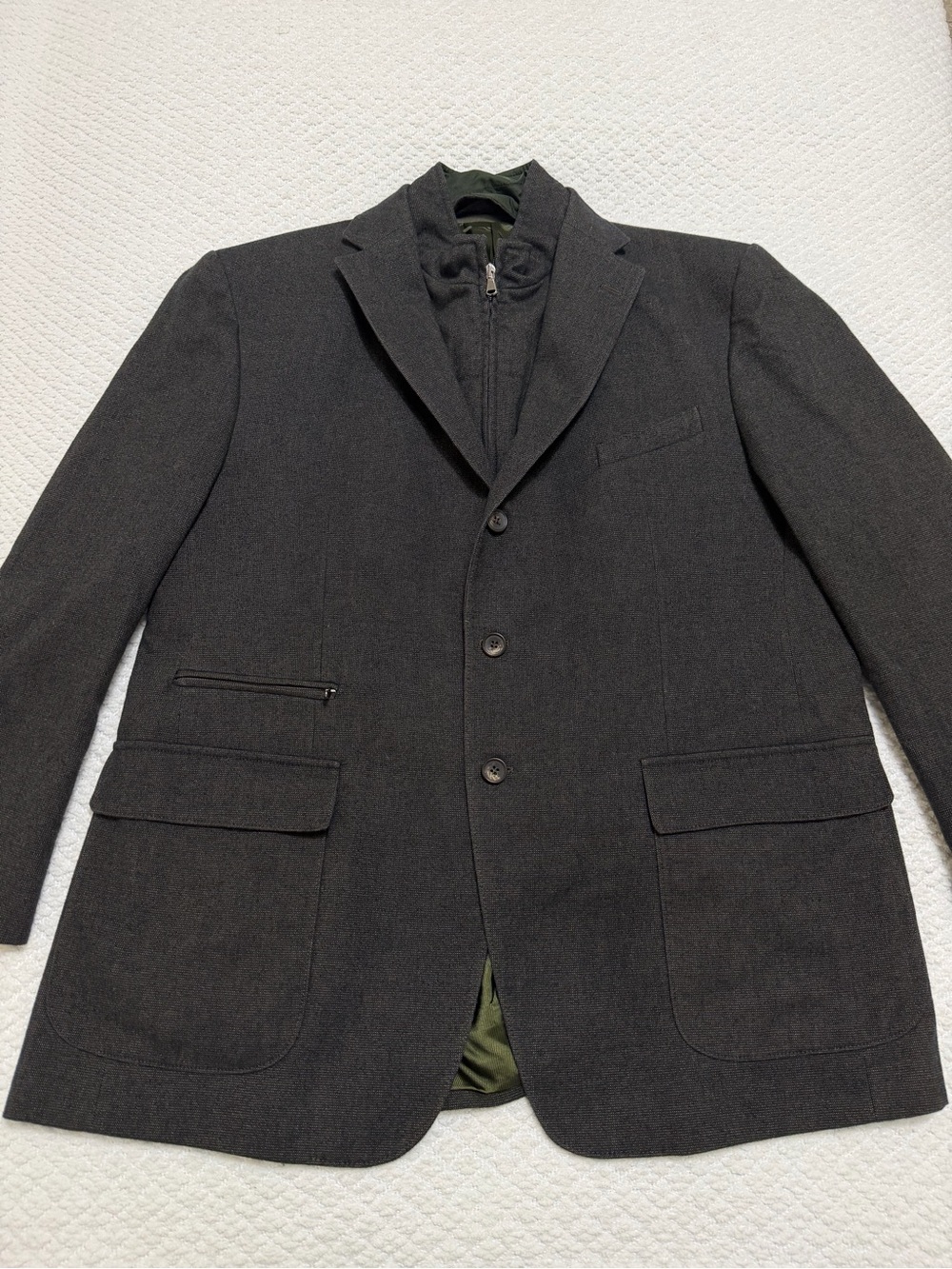 SanRemo Italy Blazer Jacket Zip Out Bib Duca Visconti Cotton Grey Mens 56R US 46